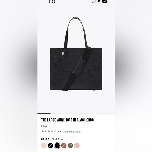 BEIS LARGE WORK TOTE BAG CROC BLACK - Picture 5 of 5